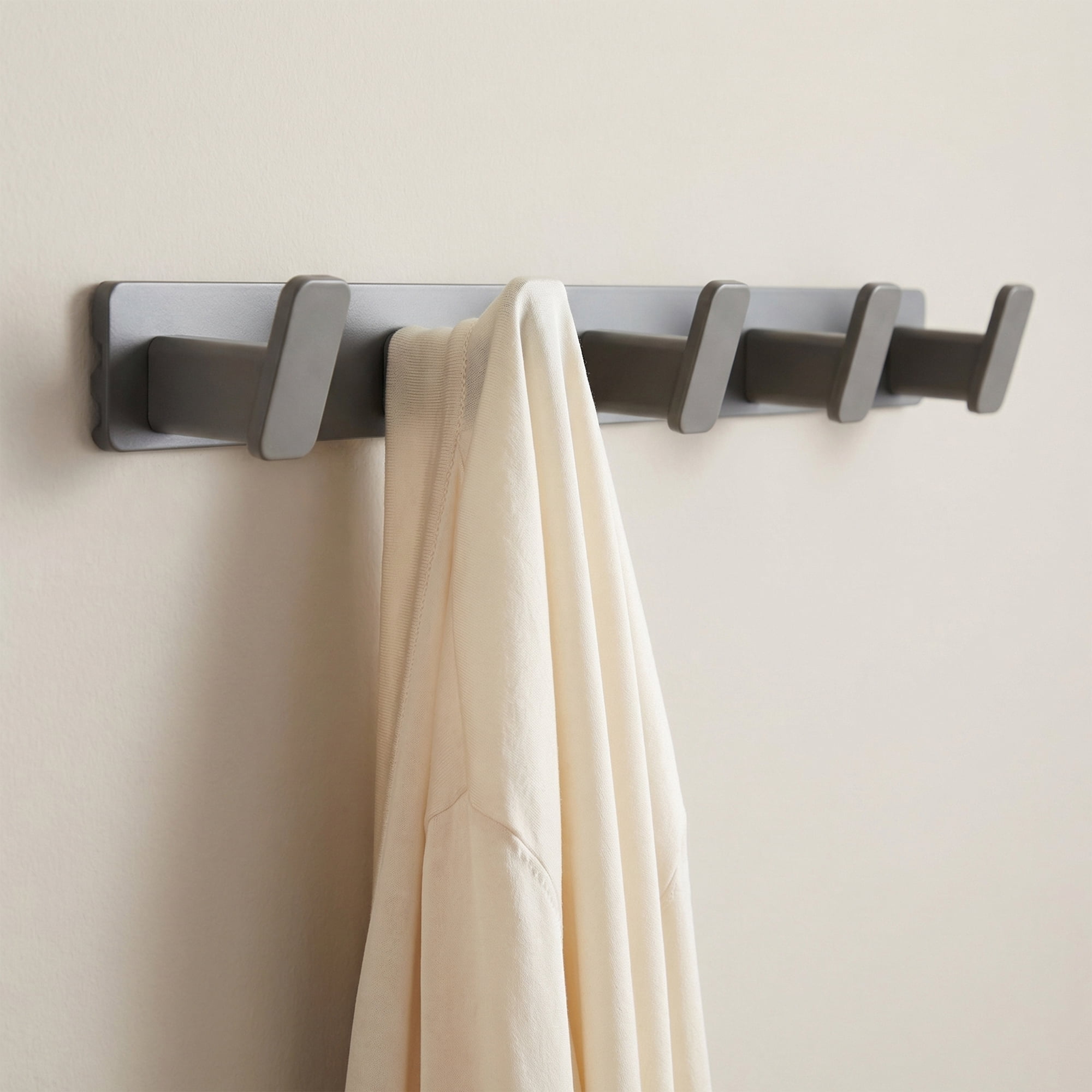 Unique Bargains Coat Rack Wall Mount Metal 5 Hooks Hat Rack for Entryway Gray