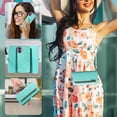 thumbnail image 5 of Asuwish Phone Case for iPhone 16 Plus 6.7 inch Zipper Wallet Detachable Cell Cover with Tempered Glass Screen Protector Crossbody Lanyard Strap Bling Glitter Flip Card Holder Slot i Phone16Plus Green, 5 of 8
