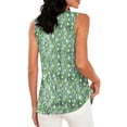 thumbnail image 4 of Smsaxvxz Womens Summer Tank Tops Fashion Floral Printed Crew Neck Sleeveless Pleated Casual Loose Blouse T-shirts Green M, 4 of 5