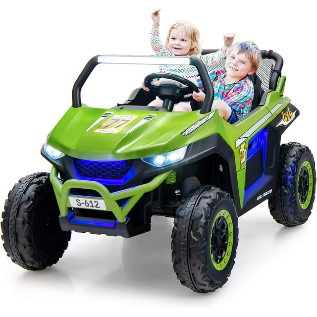 OLAKIDS 2 Seater Kids Ride On UTV, 12V Electric Truck Car with Remote Control, Power Wheel, Battery Powered Vehicle with Music, 4 Wheels Suspension, Bluetooth, MP3, USB, FM, Horn