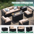 thumbnail image 3 of Clouddwell 8-Piece Patio Furniture Set With Fire Table On Sale, Black Rattan Wicker Outdoor Sectional Sofa Couch with Table Patio Conversation Set for Lawn& Backyard, Beige, 3 of 7