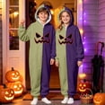thumbnail image 2 of Bainana Halloween Color Block Pajamas Fleece Romper For Kids Cozy Long Sleeve Face Print Hooded Jumpsuit Boys And Girls Casual Wear Sleep Bodysuit, 2 of 5