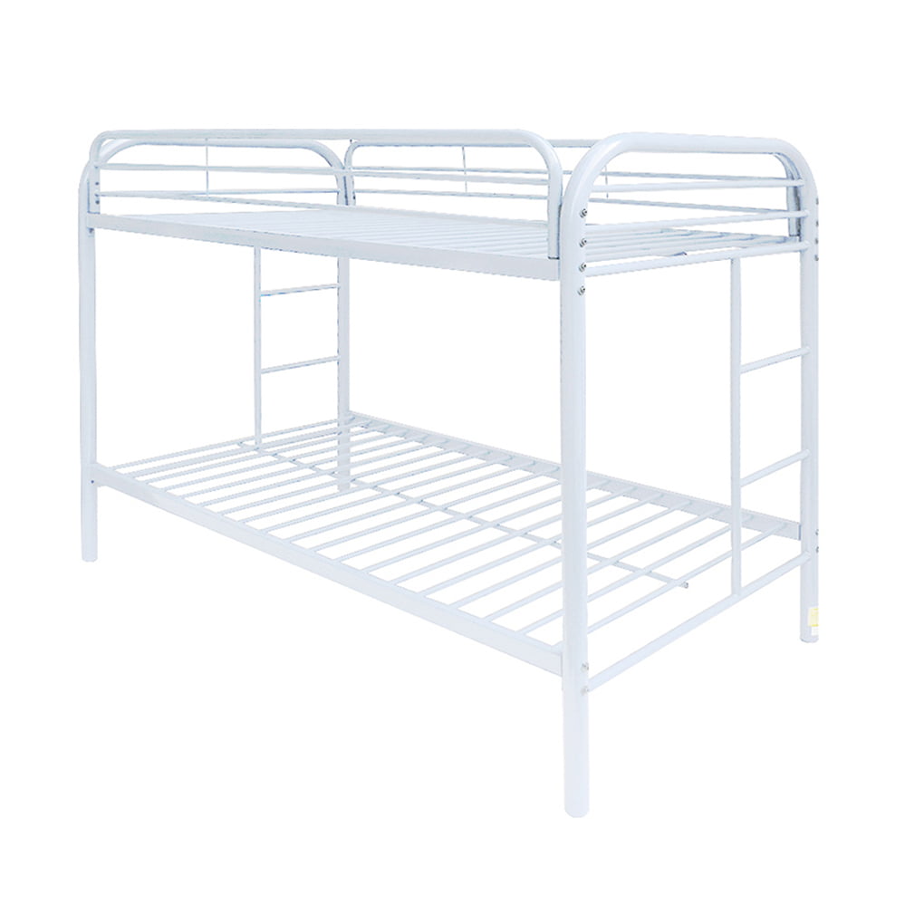 white metal bunk bed frame
