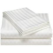 Hotel Luxurious 1200 Thread Count 100% Egyptain Cotton 4-Piece Deep Pocket Stripe Sheet Set (King, White)