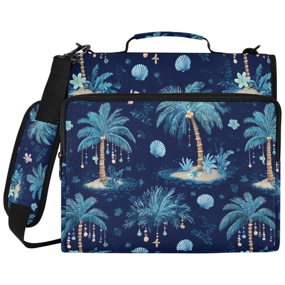ALAZA Zipper Binder Shells Palm Trees Pattern 2 inch 3 Ring 500 Sheet Capacity Trapper Keeper File Folder Organizer Bag