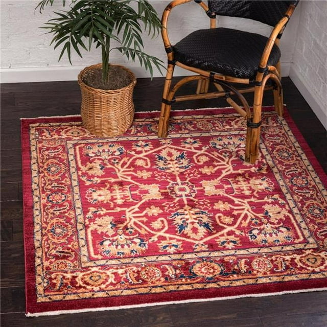 Unique Loom 3144372 4 ft. 5 in. x 4 ft. 5 in. Alcott Dorchester Square Rug, Burgundy