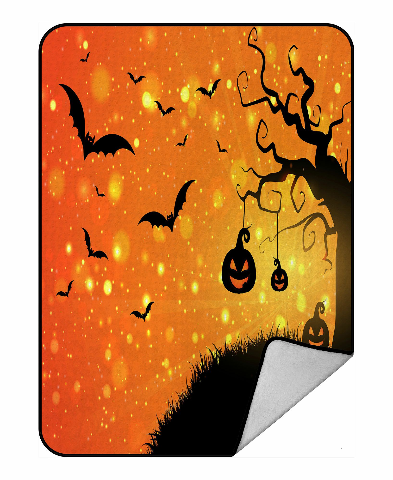 ABPHQTO Halloween Pumpkins Bats Fleece Blanket Fleece Back Throw