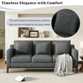 thumbnail image 3 of FFH 3-Seater Fabric Lounge Sofa with 3 Pillows & Deep Seat, Modern Comfy Upholstered Couch with Wood Legs, 80.5"*34"*34", 3 of 8