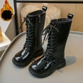 thumbnail image 3 of LYHao Fashion Autumn Children Girls Sports Shoes Flat Thick Bottom Non Slip Easy To Wear PU Upper Comfortable Boots ,Girls Boots Sizes 2 Black(10-10.5 Years), 3 of 6