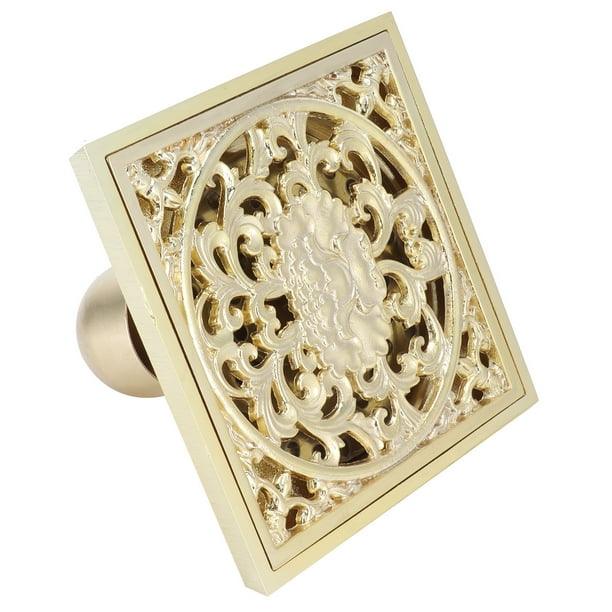 Accesorio de baño NikouMX desagüe de piso 10x10 cm dorado colador de piso