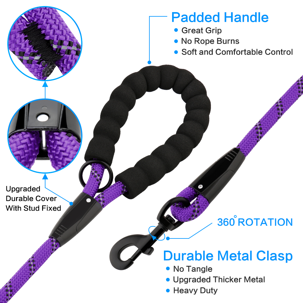 Plutus Pet 50 ft Long Rope Dog Leash, Violet photo 2