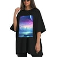 thumbnail image 4 of Plus Size Shirt for Women Black Tops for Women Short Sleeves Shirt for Women Sky In The Crystal T Shirt Crewneck Shirt for Women XL, 4 of 5