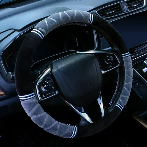 Funda para volante, funda para volante de coche, funda para volante de coche, funda para manillar de pelusa corta, funda protectora unisex de invierno, cálida y antideslizante.