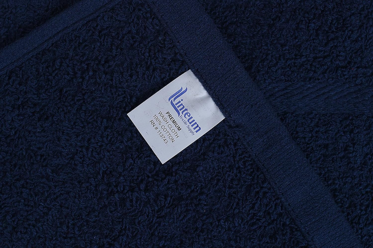 Linteum Textile Face Towel Set, 12x12 Inch, 100% Soft Cotton, 16 Single Ring Spun Washcloths, Absorbent & Durable Face Towel for Household, Spa, Gym and Hotels - 24 Pack (Navy Blue)