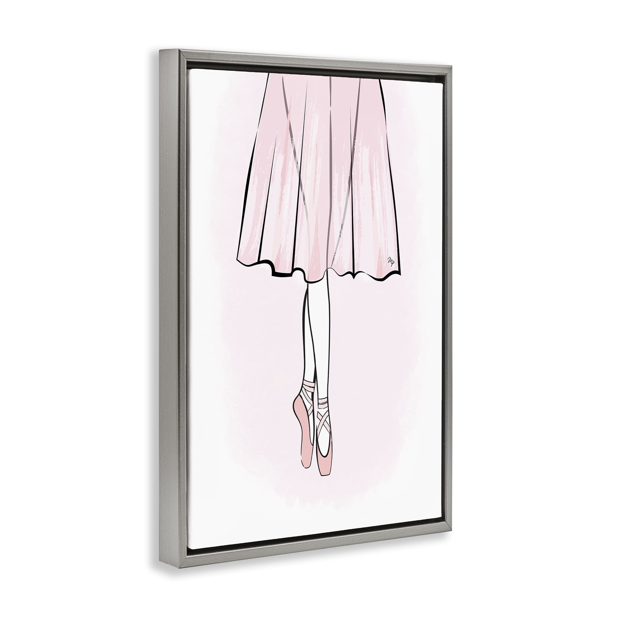 Stupell Industries Dress & Ballet Shoes Beauty & Fashion Painting Gray Floater Framed Art Print Wall Art, 17 x 25