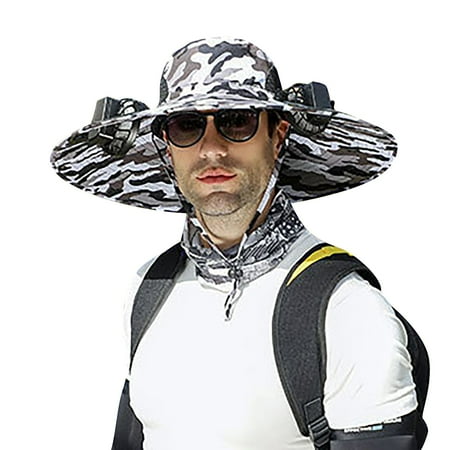 LMEEOR Fan Solar Fan Wide Solar Fan Outdoor Fishing Hat Men Sun Hat with 2 Solar Fan Fishing Hats 3 Speed Fan Hat Bedroom Fan for Men