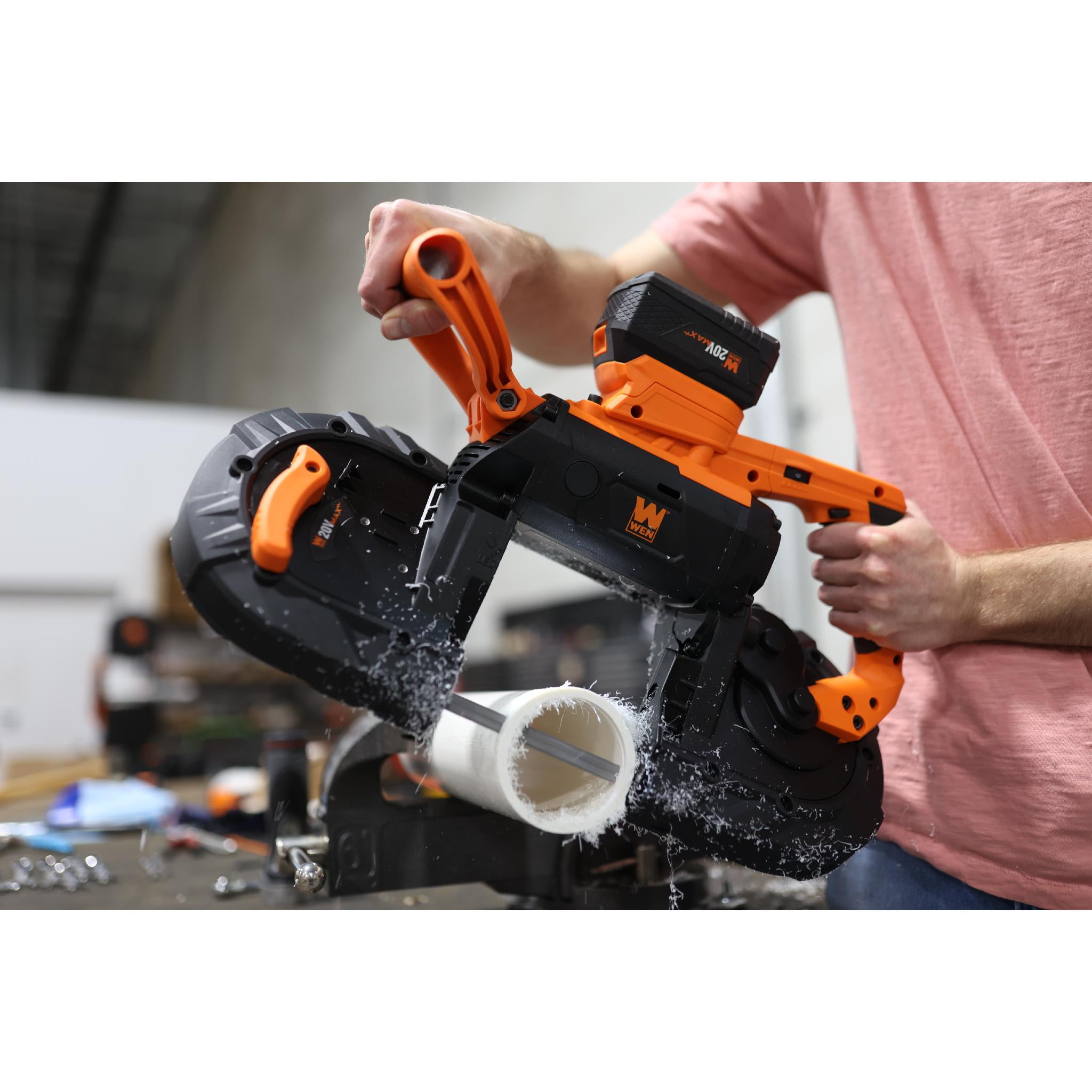 WEN 20V Max 5 Inch Variable Speed Cordless Portable Metal Band Saw with 5.0 Ah Lithium Ion Battery and Charger Walmart
