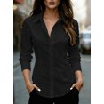 thumbnail image 3 of Women's Long Sleeve Fitted Shirt Button Front Collared Casual Commuter Blouse, 3 of 4