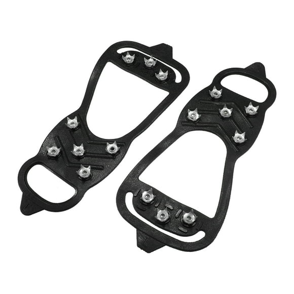 Unique Bargains 1 Pair Non-Slip Gripper Spikes 8 Tooth Nails Ice Cleats Shoes Black M Size for Ice Snow Winter Hiking