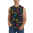 thumbnail image 3 of Uemuo Colorful Palms Pattern Men's Sleeveless T-Shirt,Muscle Athletic Tank Top, Moisture-wicking Quick-dry Breathable Classic Tee Top for Gym Run Outdoor Sports-Small, 3 of 8