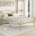 thumbnail image 2 of VECELO Twin Size Metal Bed Frame with Victorian Style Headboard and Footboard, 12.6 Inch Platform Bed Frame with Metal Slats Support, Modern Heavy Duty Mattress Foundation, No Box Spring Needed, Gold, 2 of 9