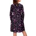 thumbnail image 3 of DISNIMO Purple Butterfly Dress for Girls Long Sleeve Midi Dress Kids Girl Dresses 5-6 Years Kids Dress with Collar for Girls Ruffle Collar Dress Kids Fall Dresses Kids Church Dresses Winter, 3 of 7