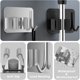 thumbnail image 3 of 4 piezas Colgador de escoba de pared Negro * 2 + Plata * 2, Soporte de trapeador de acero inoxidable autoadhesivo con ganchos, Montaje en pared para cocina, jardín, baño, garaje, balcón, oficina, 3 of 4