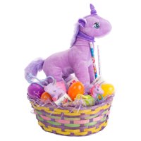 Girl Stuffed Unicorn Square Bamboo Supply 27pc 10" Easter Gift Basket