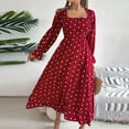thumbnail image 4 of Kaemgyyd Fall Dresses for Women Long Sleeve Smocked Maxi Dress Casual Square Neck Polka Dot Tiered Flowy Dresses, 4 of 5