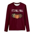 thumbnail image 3 of MHFRRA Camiseta de Manga Larga con Cuello Redondo y Estampado de Calabaza de Halloween Vino, 3 of 3