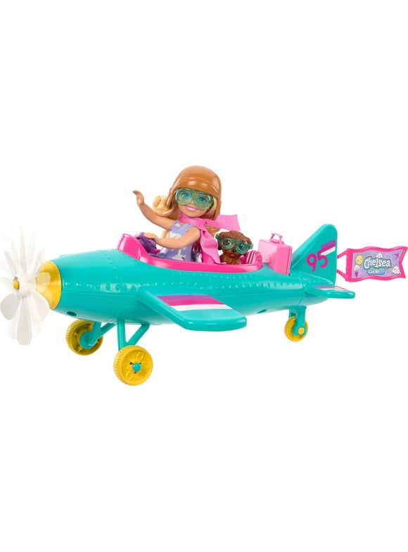 Barbie Chelsea Can Be... Plane Doll & Playset, 2-Seater Aircraft with Spinning Propellor & 7 Accessories