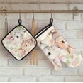 thumbnail image 4 of Spring Easter Bunny Oven Mitts and Pot Holders Set of 2, Watercolor Floral Cute Heat Resistant Oven Mitts Kitchen Oven Glove for Cooking, Baking, 4 of 6