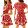 thumbnail image 4 of Coofit Robe pour Femme à Col en V à Manches Courtes Robe de Plage Robe Ample Robe Courte pour l'Été, 4 of 10