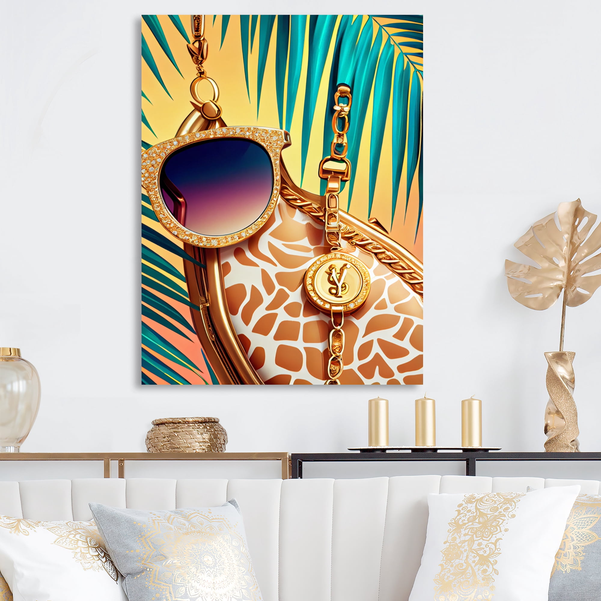 Designart Celebrity Fashion Girafe V Canvas Wall Art