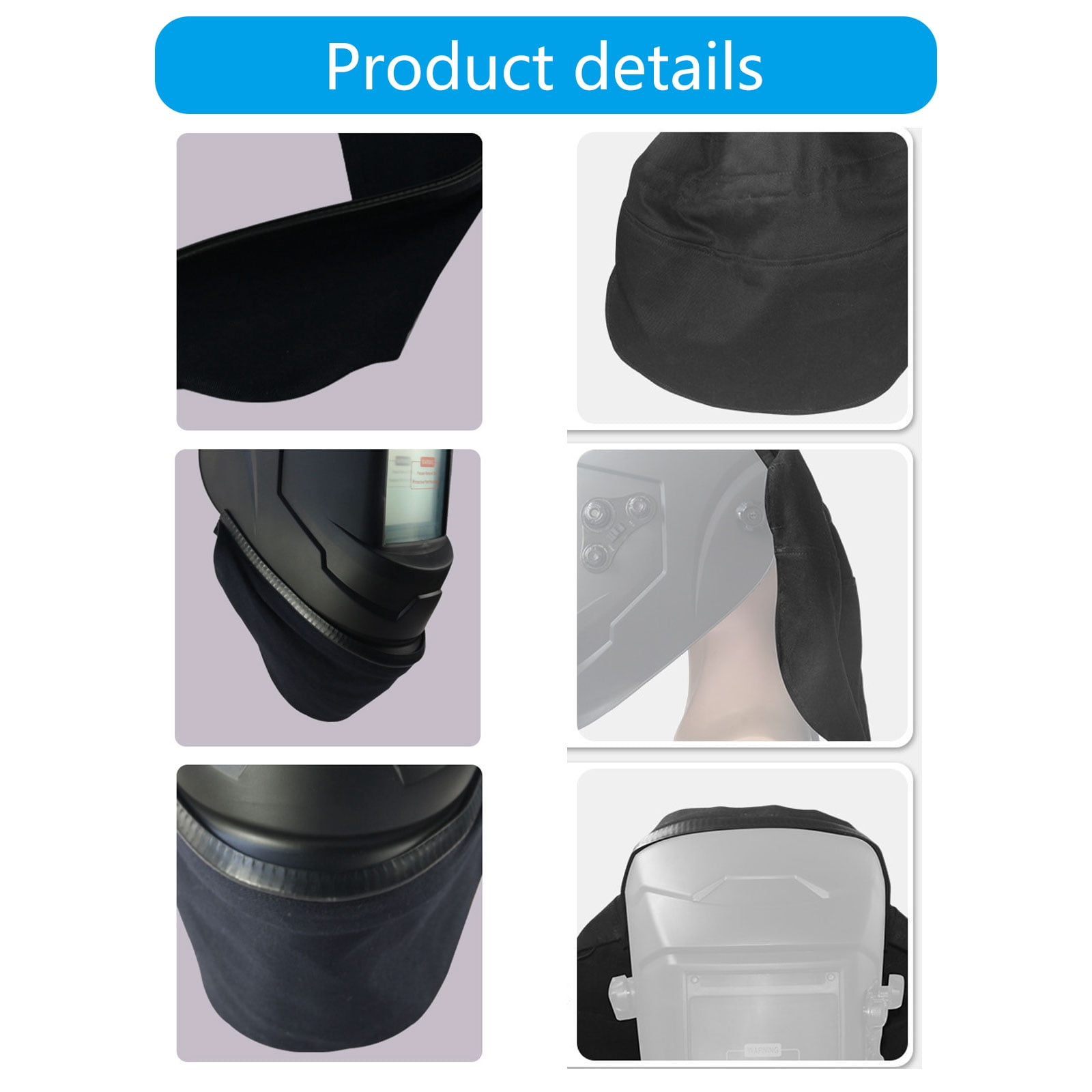 Welding Helmets Protective Covers Bib Pair High Temps Resistant Fabric Secure Clip On Systems For Professional