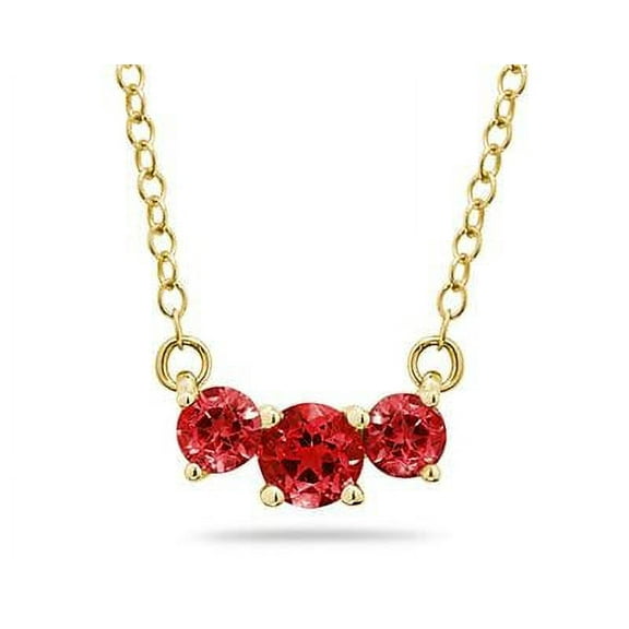 SZUL Women's 1 CTW Ruby Three Stone Pendant Necklace 14K Yellow Gold