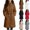 Brown, variant on Women's Long Quilted Coat, Stand Collar Snap‑Button Front Jacket with Self‑Tie Waist Belt, Long Sleeve Insulated Outerwear with Side Pockets for Fall Winter Office Casual Daily Wear Gray S