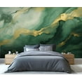 thumbnail image 3 of Modern Emerald Green Rendered Marble Wallpaper, Abstract Gold Foil Art Wall Mural Poster Removable Mural Large 3D Wallpaper Home Decor For Bedroom Living Room 59"W x 39.4"H (Not Peel and Stick), 3 of 6