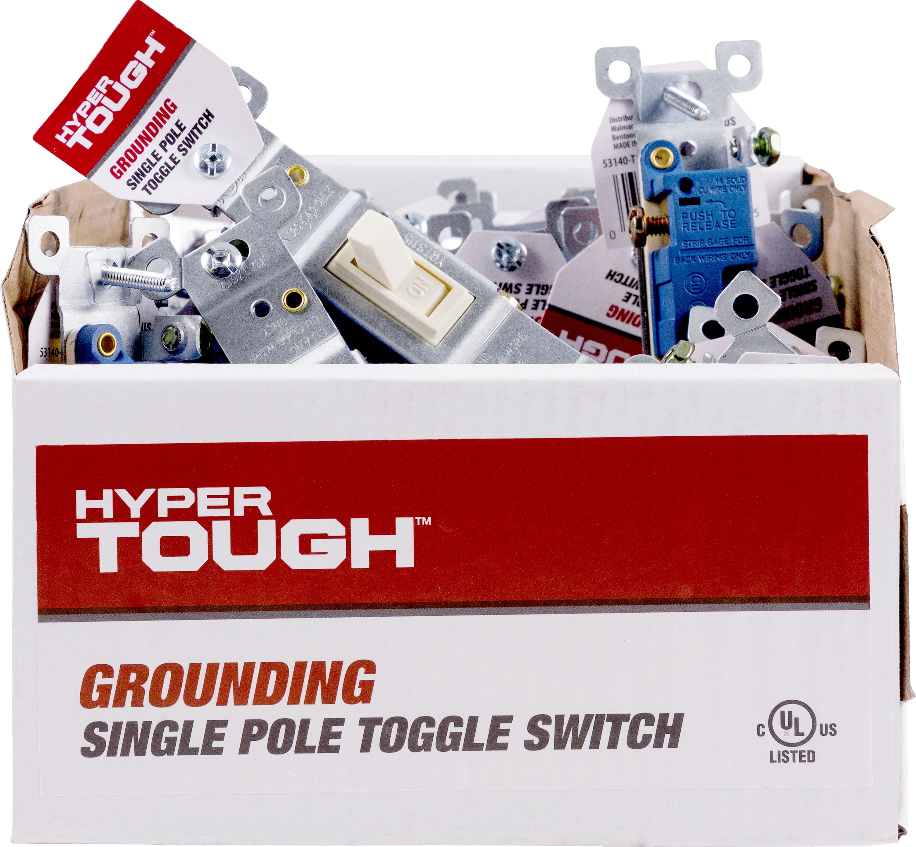 Hyper Tough Grounding Single Pole Switch, Light Almond, 15A, 53140