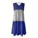 thumbnail image 5 of ICHUANYI Clearance Fashion Women Casual Loose Stripe Patchwork V-Neck Sleeveless Dress Sundress(Blue, L) ICHUANYI WER2023080800165, 5 of 7
