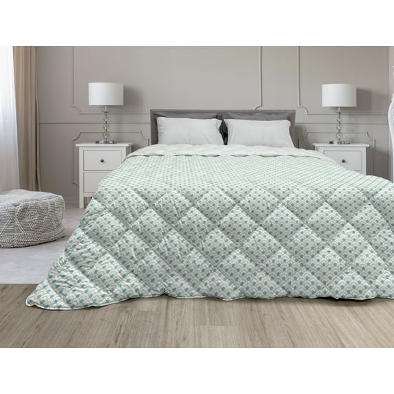 Geometric Down Alternative Comforter, Classical Repeating Pattern of Modern Diagonal Nested Squares, Microfiber Quilt for All Season, 5 Sizes, Dried Rose Slate Blue, by Ambesonne