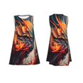 thumbnail image 7 of Fuzoiu Dynamic Fire Bird Art Print Women's Sleeveless Dress,Summer Dresses for Women,Casual Sundresses,Beach Sleeveless T-shirt Swing Dress with Pockets, 7 of 7