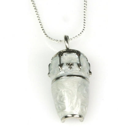 Harmony Jewelry Conga Drum Necklace in Silver and White
