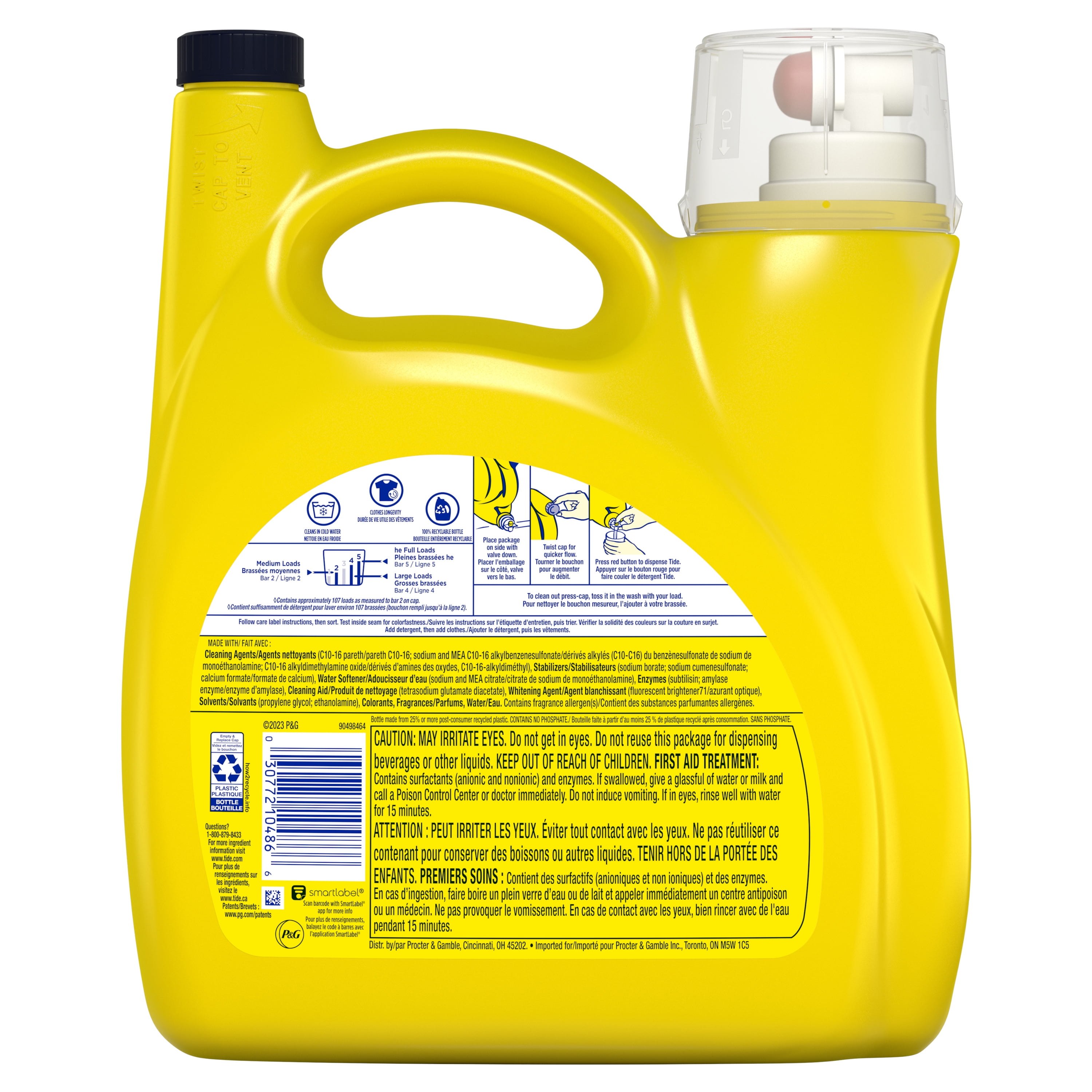 Tide Simply + Oxi Liquid Laundry Detergent, Refreshing Breeze, 107 Loads, 165 fl oz