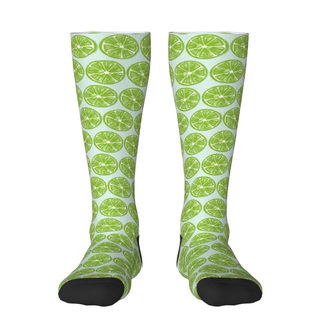 Easygdp Chaussettes de Sport à Imprimés de Tranches de Citron Vert Chaussettes de Compression pour Hommes et Femmes