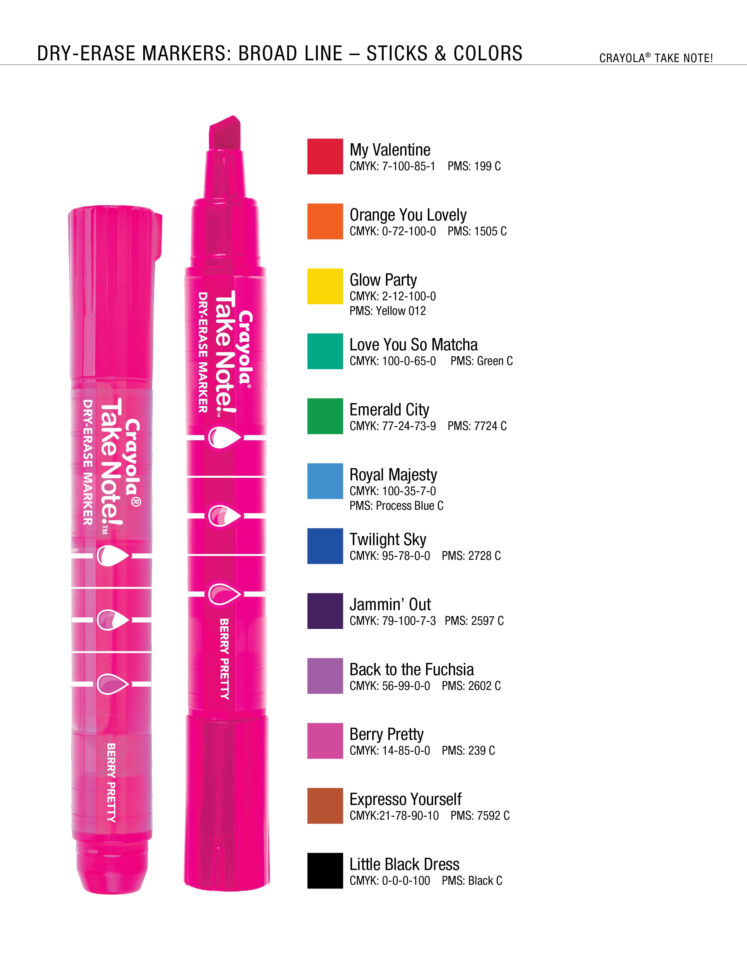 Crayola Take Note Dry-Erase Markers, Black, Chisel Tip, 12/PK