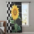 thumbnail image 3 of Sunflower Semi Sheer Curtains Drapes for Living Room, Bedroom, French Doors Window 96 Inches Long, Yellow Floral Black White Plaid Watercolor Rod Pocket Chiffon Curtain Drapery Voile Draperies Panel, 3 of 8