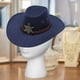 thumbnail image 2 of Sombrero de vaquero para mujer, de ala ancha, moderno, unisex, para adultos, de poliéster, ligero, para el sol Azul marino, 2 of 9