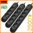 thumbnail image 2 of USB Power Strip With 3 Ports 5 Outlets 2m Cable EU Plug Surge Protection Extension Cord, 2 of 10