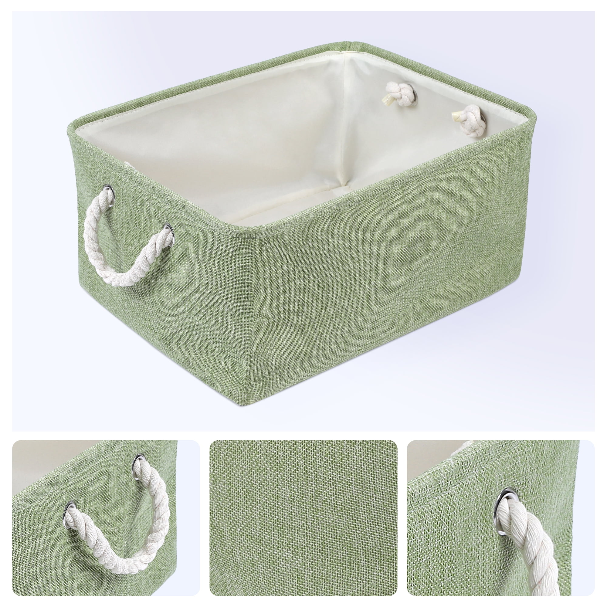 Unique Bargains Storage Bin with Handles for Closet Organizers Green 16.1"x12.2"x7.9"